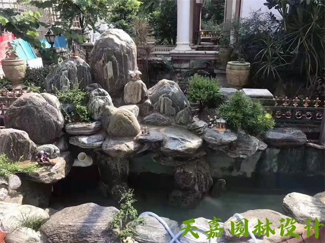 奎文小型庭院假山鱼池
